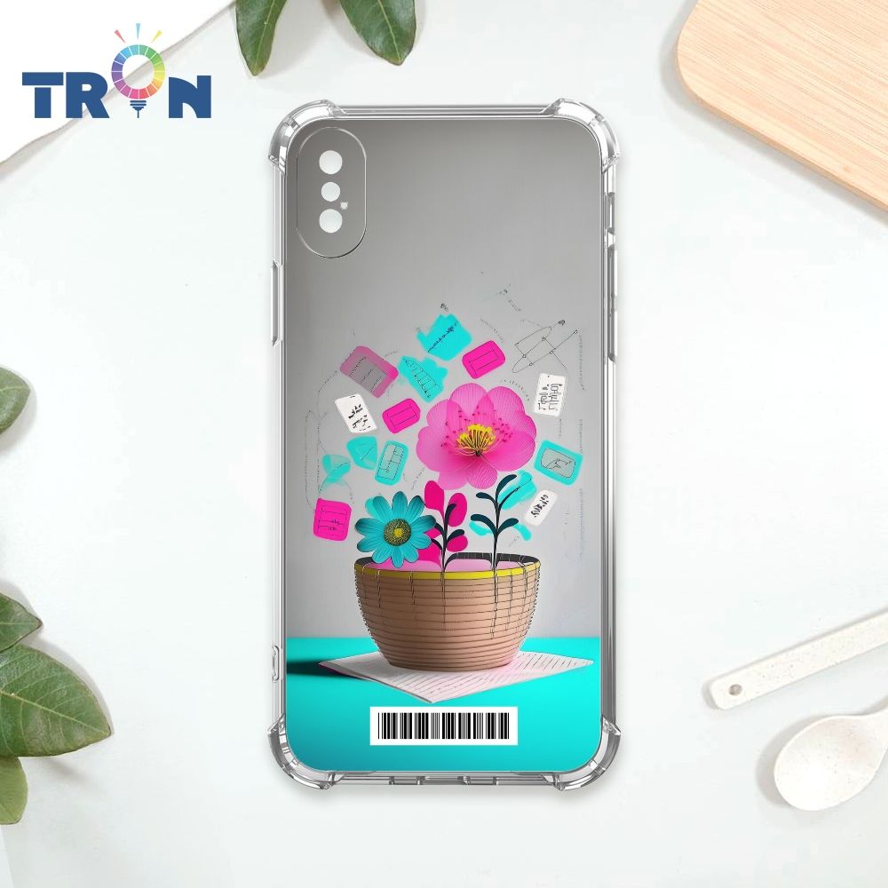  TRON IPhone XS Max 桃藍色花朵系列  載具 四角防摔殼 手機殼