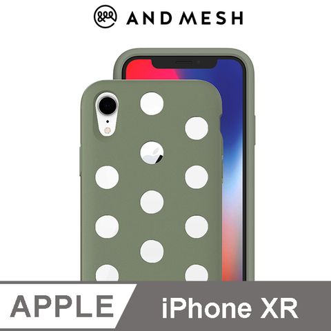 德國紅點設計獎AndMesh iPhone XR 日本QQ圓點軟質防撞保護套 - 泥綠色不影響無線充電
