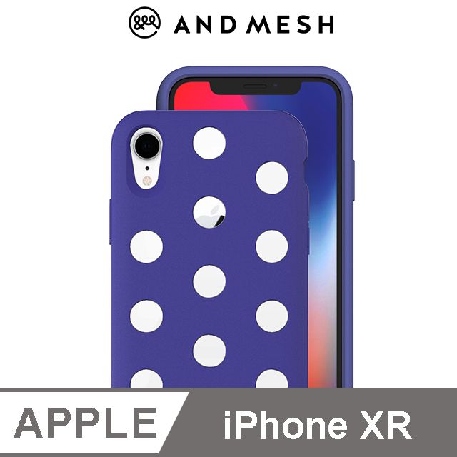 AndMesh  iPhone XR 日本QQ圓點軟質防撞保護套 - 靛藍色不影響無線充電