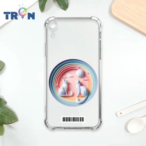 TRON IPhone XR 可愛紙雕貓咪  載具 四角防摔殼 手機殼