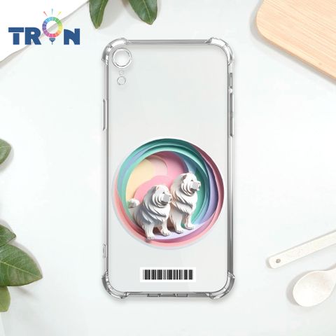 TRON IPhone XR 可愛紙雕鬆獅犬  載具 四角防摔殼 手機殼