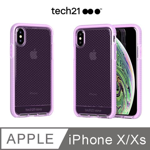 Tech21 好禮放送下拉可選 英國超衝擊 Evo Check iPhone X / Xs防撞軟質格紋保護殼 - 透紫