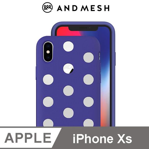 德國紅點設計獎AndMesh iPhone Xs 日本QQ圓點軟質防撞保護套 - 靛藍色不影響無線充電