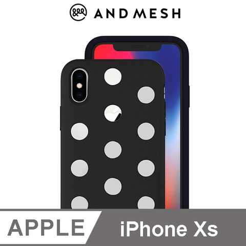 德國紅點設計獎AndMesh iPhone Xs 日本QQ圓點軟質防撞保護套 - 黑色不影響無線充電