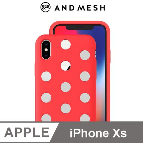 德國紅點設計獎AndMesh iPhone Xs 日本QQ圓點軟質防撞保護套 - 鮮紅色不影響無線充電
