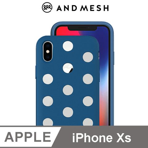 德國紅點設計獎AndMesh iPhone Xs 日本QQ圓點軟質防撞保護套 - 鈷藍色不影響無線充電