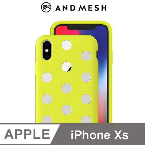 德國紅點設計獎AndMesh iPhone Xs 日本QQ圓點軟質防撞保護套 - 青檸黃不影響無線充電