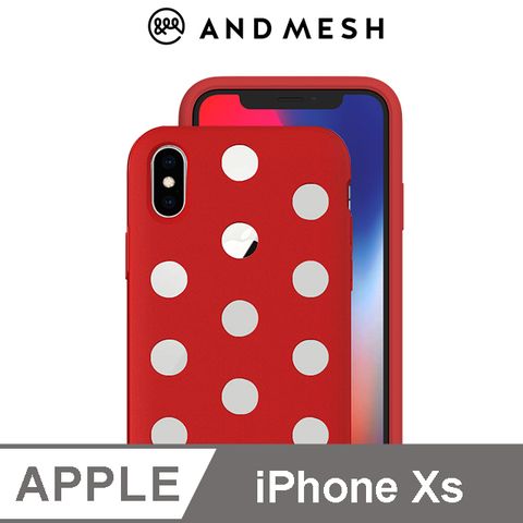 德國紅點設計獎AndMesh iPhone Xs 日本QQ圓點軟質防撞保護套 - 紅色不影響無線充電