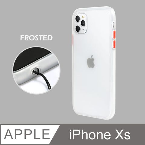 【個性撞色防摔】iPhone Xs 手機殼 iXs 親膚手感 鏡頭加高 不留指紋(白+紅鍵/有吊飾孔)