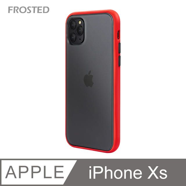  【個性撞色防摔】iPhone Xs 手機殼 iXs 親膚手感 鏡頭加高 不留指紋(紅+黑鍵)