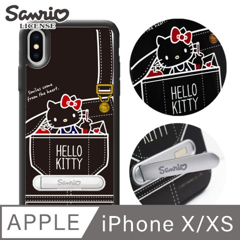 Sanrio 三麗鷗 三麗鷗 Kitty iPhone XS / X 5.8吋減震立架手機殼-牛仔凱蒂