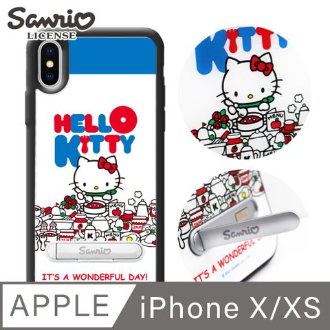 Sanrio 三麗鷗 三麗鷗 Kitty iPhone XS / X 5.8吋減震立架手機殼-吃貨凱蒂