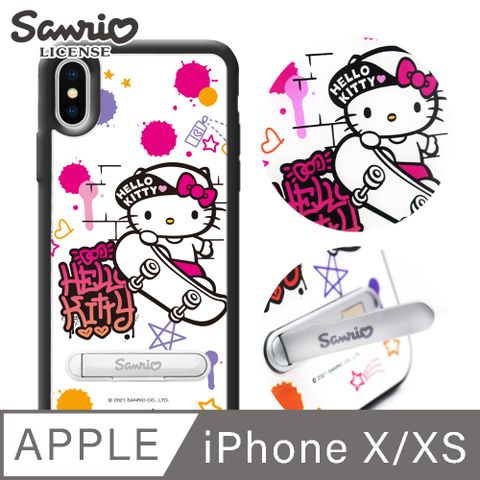 Sanrio 三麗鷗 三麗鷗 Kitty iPhone XS / X 5.8吋減震立架手機殼-滑板凱蒂