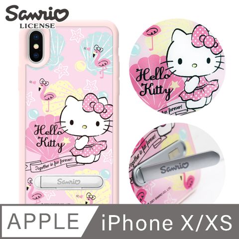 Sanrio 三麗鷗 三麗鷗 Kitty iPhone XS / X 5.8吋減震立架手機殼-熱帶凱蒂