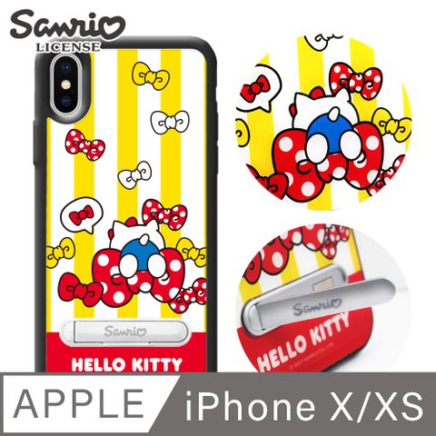 Sanrio 三麗鷗 三麗鷗 Kitty iPhone XS / X 5.8吋減震立架手機殼-蝴蝶結凱蒂