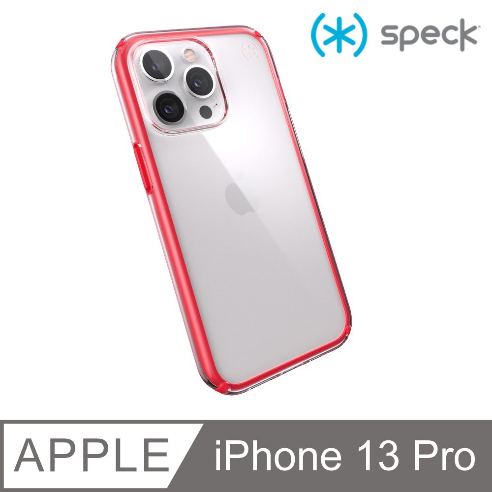 Speck  iPhone 13 Pro (6.1吋) Presidio Perfect-Clear Geo 透明防摔殼-紅框