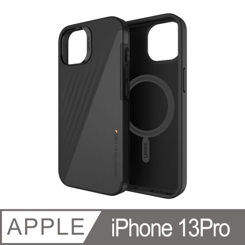 Gear4 iPhone 13 Pro 6.1吋 D3O® 布魯克林黑色皮革磁吸款-頂級軍規(4米)防摔保護殼