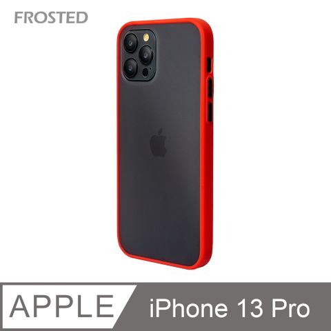 【個性撞色防摔】iPhone13 Pro 手機殼 i13 Pro 親膚手感 鏡頭加高 不留指紋(紅+黑鍵)