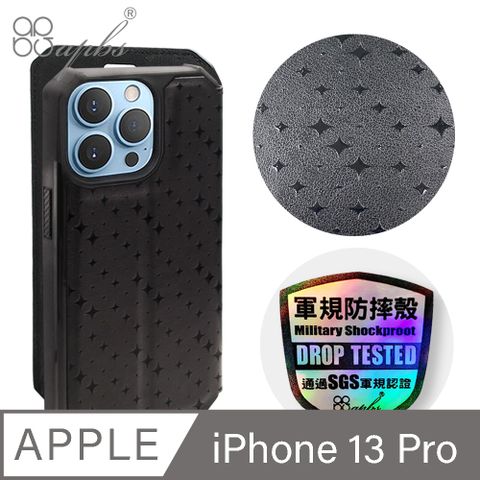 APBS iPhone 13 Pro 6.1吋浮雕感軍規防摔立架皮套-星光