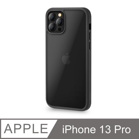 【輕薄防摔殼】iPhone 13 Pro 手機殼 i13 Pro 保護殼 鏡頭加高 雙料保護 軟邊硬殼(極簡黑)