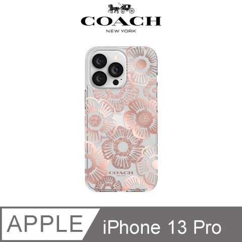 Coach iPhone 13 Pro 精品手機防摔保護殼-茶花