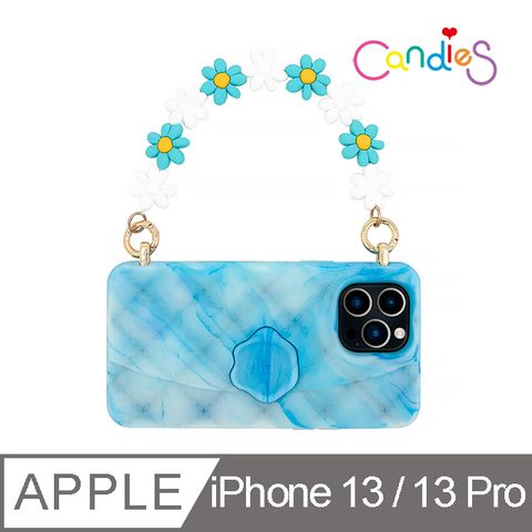 【Candies】iPhone 13 / 13 Pro - 小雛菊幻彩大理石晚宴包手機殼(藍)