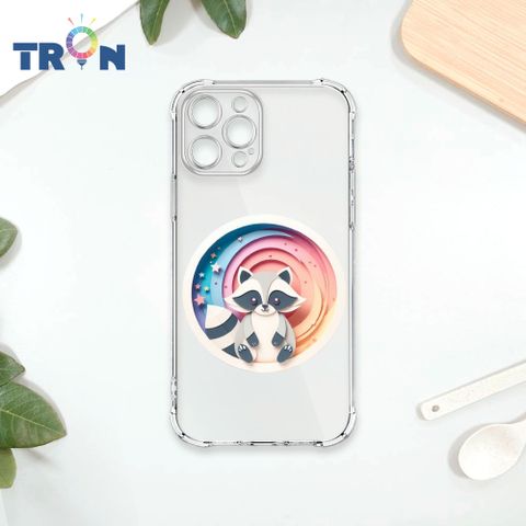 TRON IPhone 13 PRO 可愛紙雕浣熊 四角防摔殼 手機殼