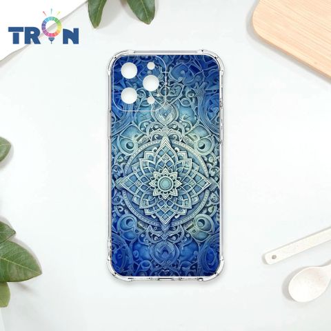 TRON IPhone 13 PRO 藍色漸層印度Henna幸運祝福圖騰 四角防摔殼 手機殼