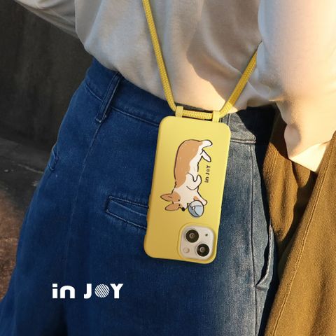 INJOY mall iPhone 13/12/11/XR/XS/X/SE3 系列 頑皮柯基犬 二合一防摔背繩手機殼