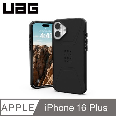 UAG iPhone 16 Plus 磁吸耐衝擊簡約保護殼-黑