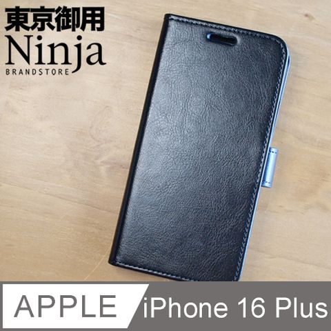 Ninja 東京御用 Apple iPhone 16 Plus (6.7吋)經典瘋馬紋保護皮套黑色