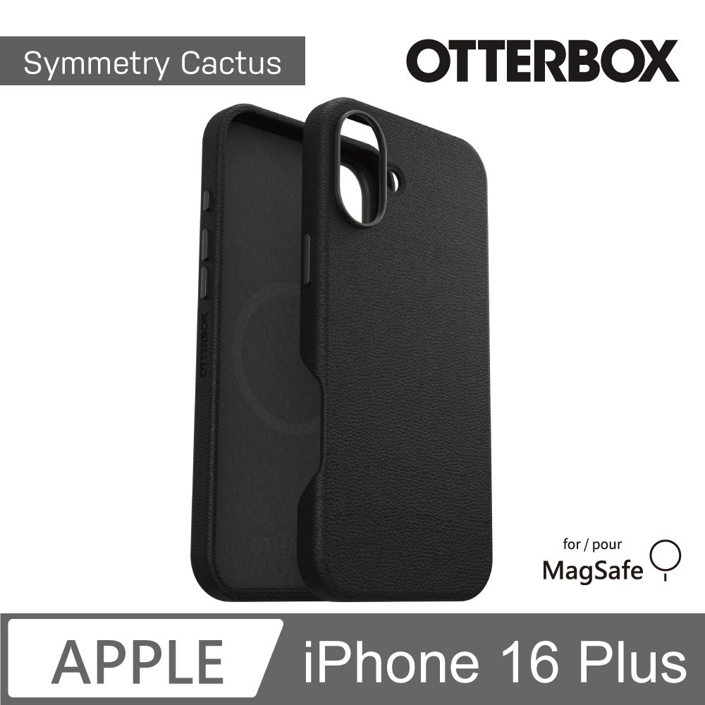 OTTERBOX iPhone 16 Plus 6.7吋 Symmetry Cactus 炫彩仙人掌皮革保護殼-黑(支援MagSafe)