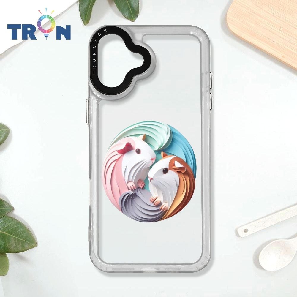  TRON iPhone 16 PLUS 可愛紙雕天竺鼠 太空殼 透黑款 手機殼