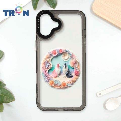 TRON IPhone 16 PLUS 可愛紙雕牧羊犬 太空殼 透黑款 手機殼