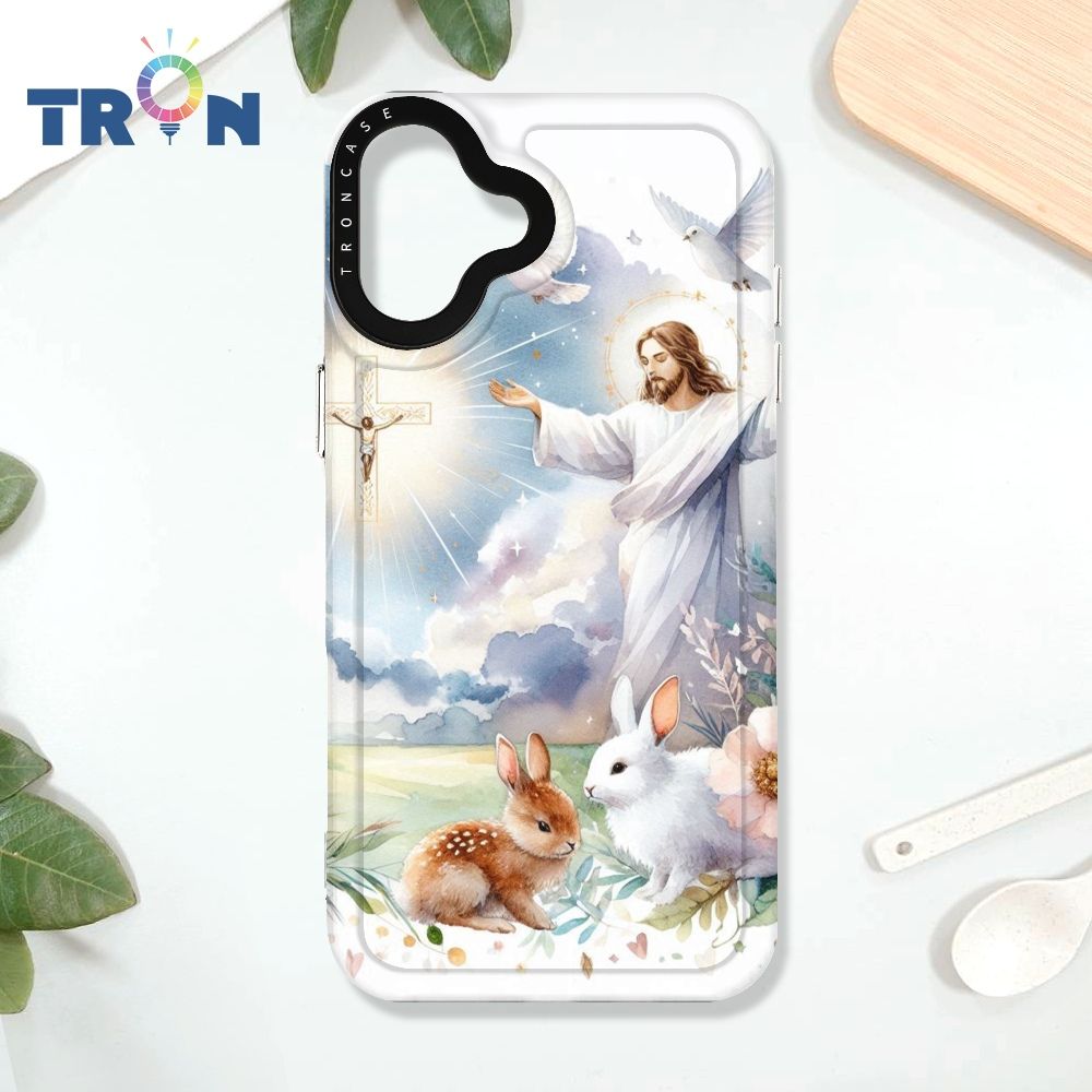  TRON iPhone 16 PLUS 耶穌水彩 太空殼 透白款 手機殼