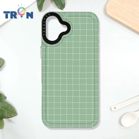 TRON iPhone 16 PLUS 手繪簡約方格紋A款 太空殼 透白款 手機殼