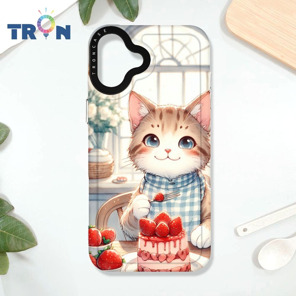 TRON iPhone 16 PLUS 貓咪美食評鑑家 太空殼 透白款 手機殼