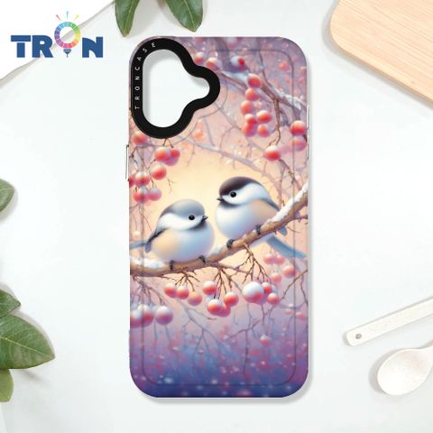 TRON iPhone 16 PLUS 莓果雪之妖精銀喉長尾山雀 太空殼 透白款 手機殼