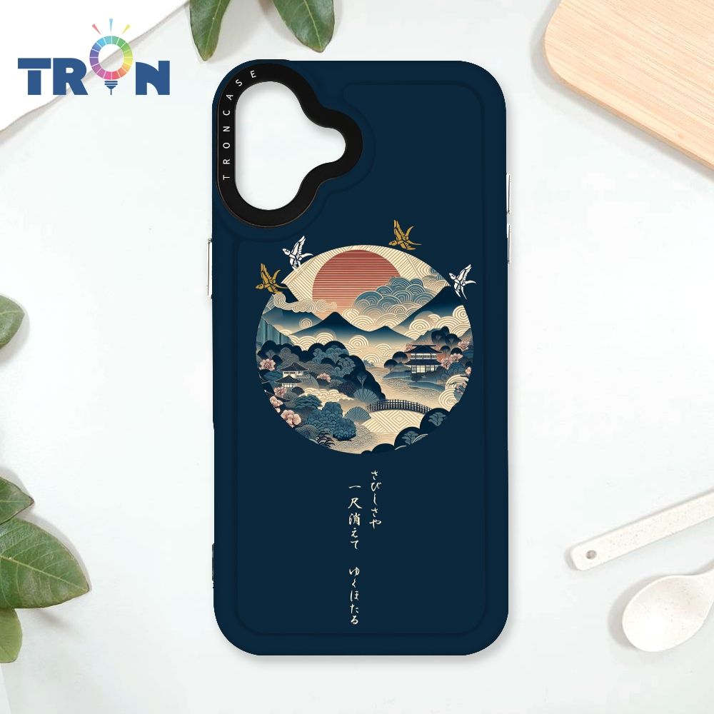  TRON IPhone 16 PLUS 圓形復古山水畫系列 太空殼 透黑款 手機殼