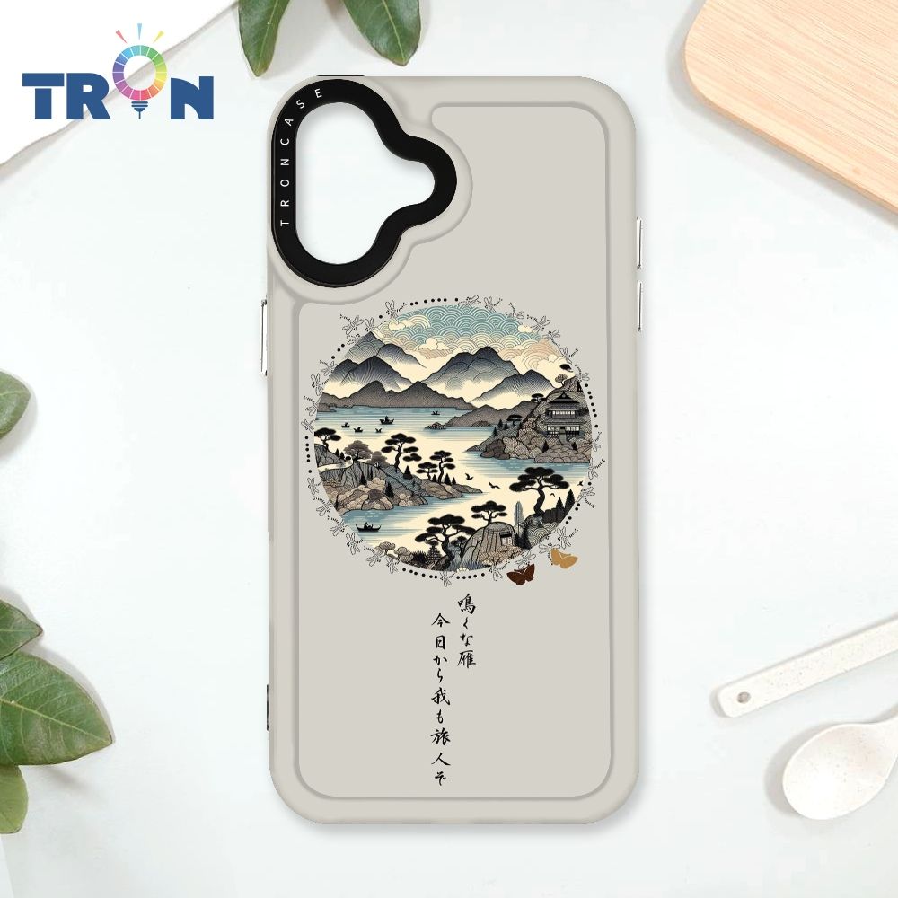  TRON IPhone 16 PLUS 圓形復古山水畫系列 太空殼 透黑款 手機殼