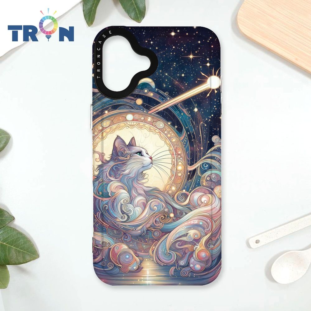  TRON IPhone 16 PLUS 夏夜流星與貓 太空殼 透黑款 手機殼