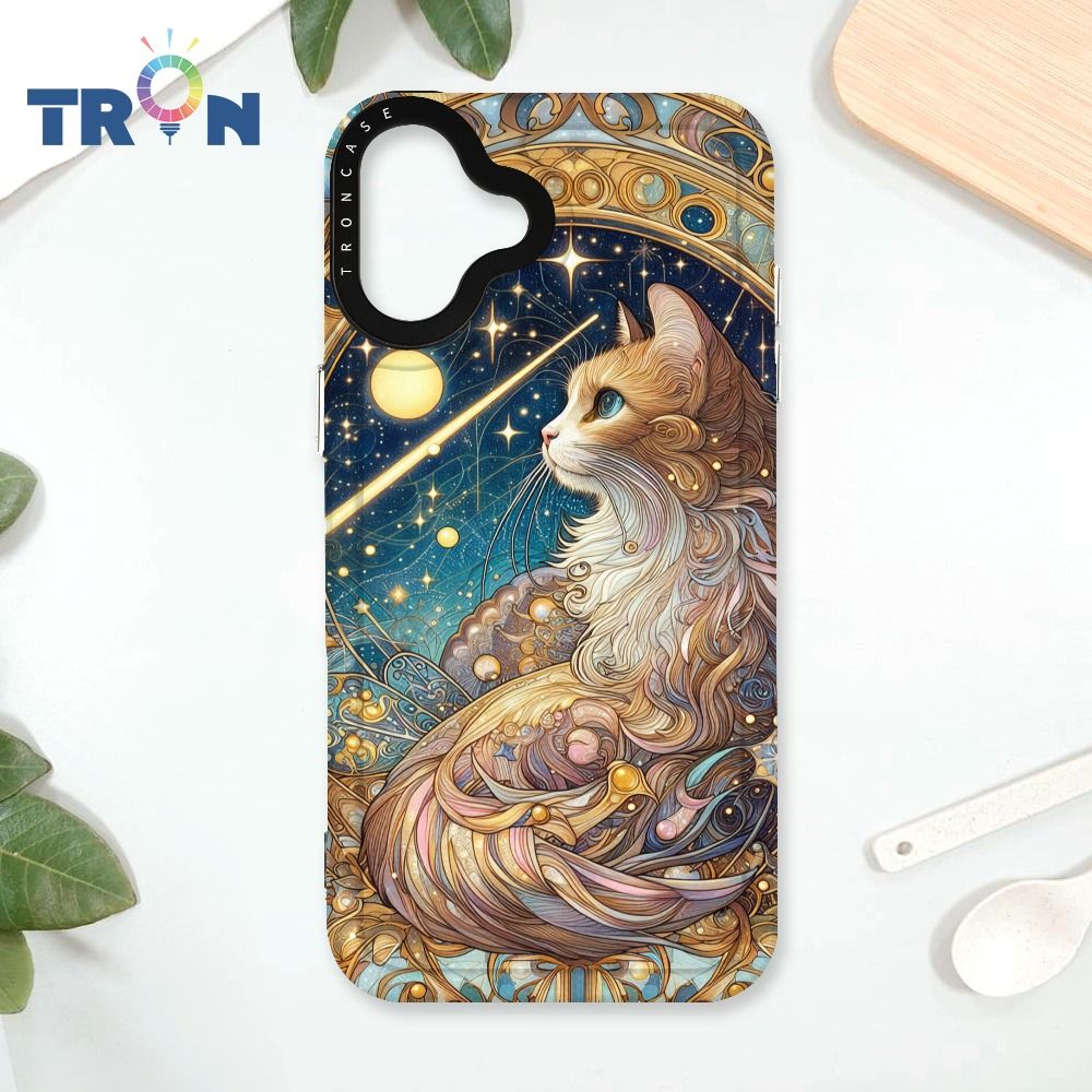  TRON IPhone 16 PLUS 夏夜流星與貓 太空殼 透黑款 手機殼