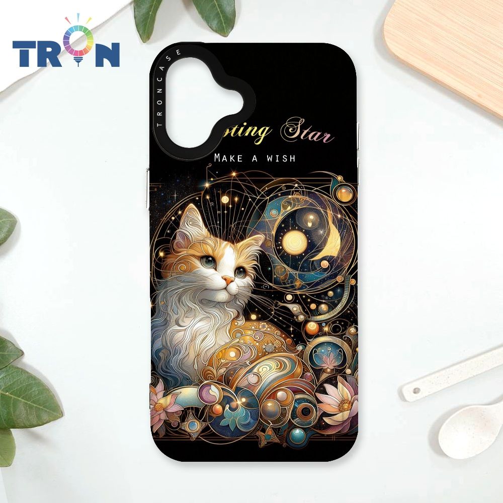  TRON IPhone 16 PLUS 夏夜流星與貓 太空殼 透黑款 手機殼