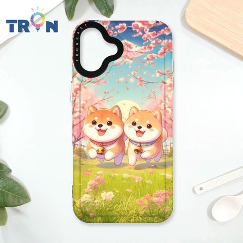 TRON IPhone 16 PLUS 櫻花柴犬系列 太空殼 透黑款 手機殼