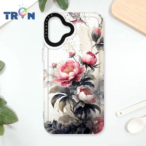 TRON IPhone 16 PLUS 水墨牡丹花 太空殼 透黑款 手機殼