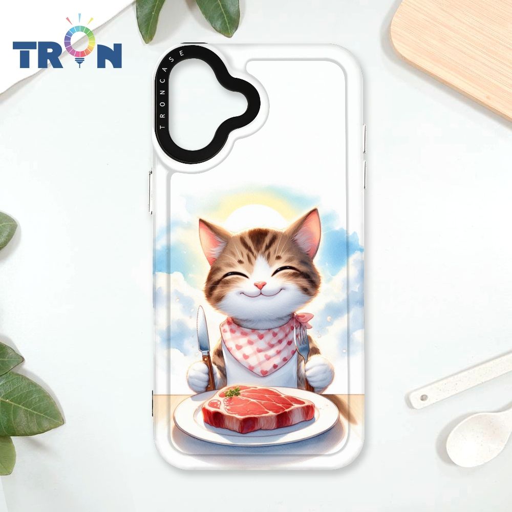  TRON IPhone 16 PLUS 貓咪美食評鑑家 太空殼 透黑款 手機殼