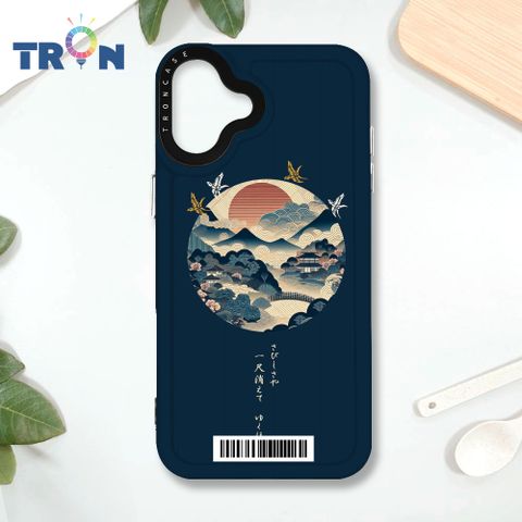 TRON iPhone 16 PLUS 圓形復古山水畫系列  載具 MAGSAFE 磁吸 太空殼 透黑款 手機殼