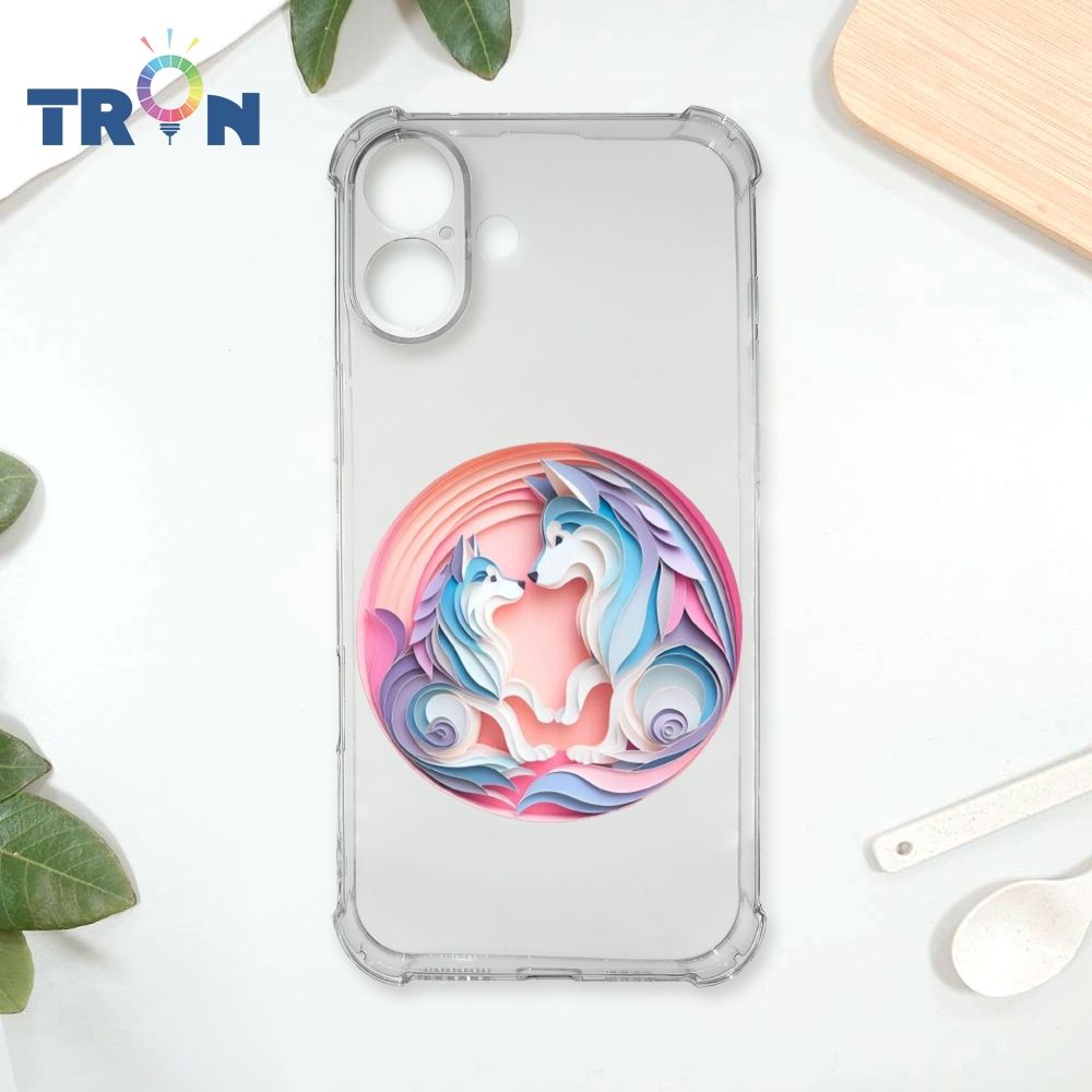  TRON IPhone 16 PLUS 可愛紙雕哈士奇 四角防摔殼 手機殼