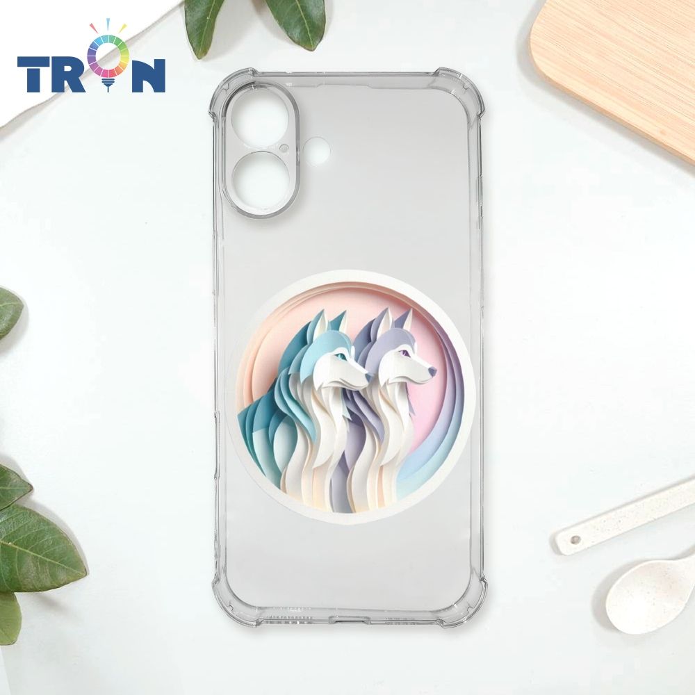  TRON IPhone 16 PLUS 可愛紙雕哈士奇 四角防摔殼 手機殼