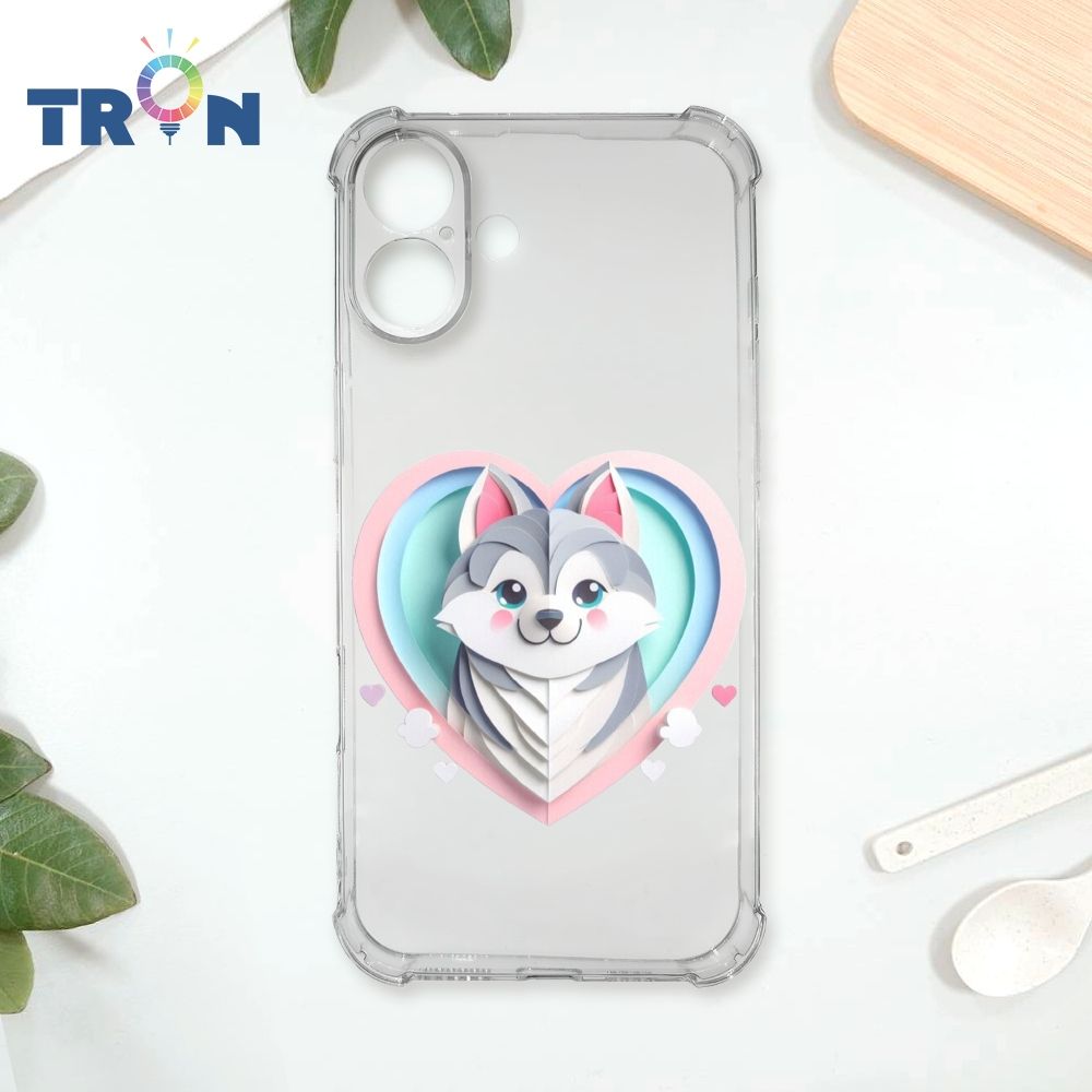  TRON IPhone 16 PLUS 可愛紙雕哈士奇 四角防摔殼 手機殼